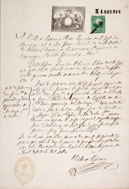 Certificado de Matrimonio de Quevedo 1878