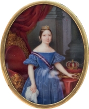 Miniatura. Retrato de Isabel II. Sophie Lienard. 1845. Museo del Ejército.