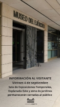 El día 4 de septiembre de 2026 la Sala de Exposiciones Temporales, la Explanada Este y los jardines permanecerán cerrados al público