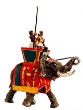 Guerreros de la antiguedad montando en elefante.