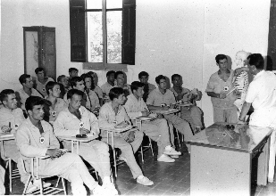 Students in a classroom of the old School of Physical Education
