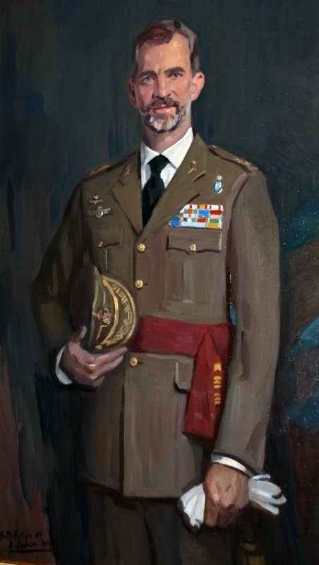 Retrato de S.M. el rey Felipe VI con uniforme de Capitán General del Ejército de Tierra. Óleo de Alejandro Taberner Cabeza, 2014. BIC.