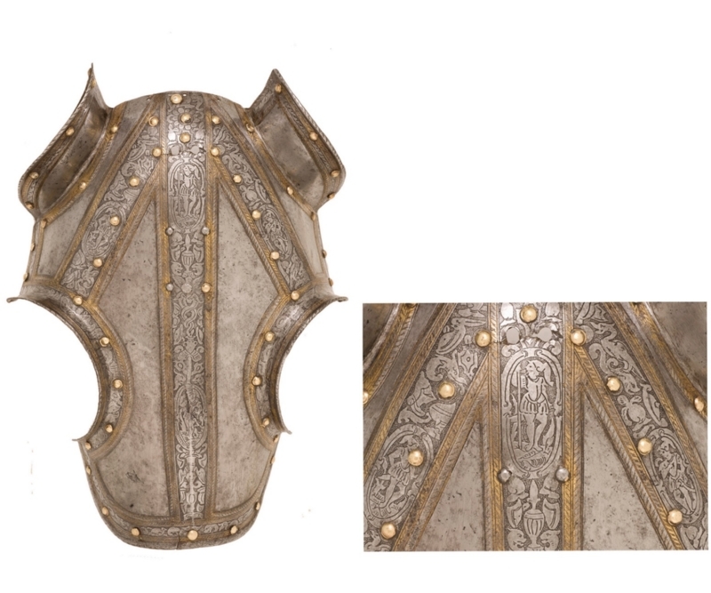 Testera formada por tres piezas remachadas entré sí. Museo del Ejército.