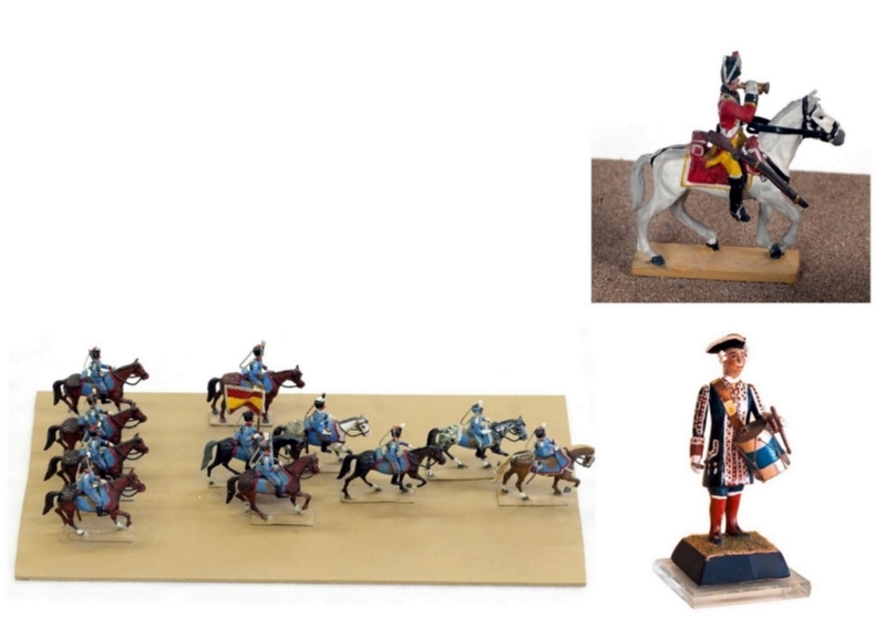 Entre las miniaturas de tropas a caballo destacamos la figura de un timbalero de dragones de Caballería del año 1677. Este instrumento desapareció con el tiempo, siendo sustituído por la trompeta (instrumento característico del arma de Caballería). Los tambores eran los encargados de realizar comunicados y publicar bandos. / FOTO: MUSEO DEL EJÉRCITO