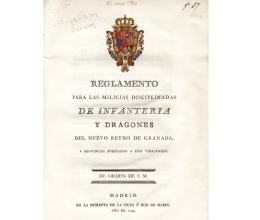 Reglamento para las milicias disciplinadas de infantería y dragones del nuevo reyno de Granada y provincias agregadas a este virreynato. FOTO: BIBLIOTECA CENTRAL MILITAR