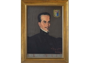 Retrato del Inca Garcilaso de la Vega. Francisco González Gamarra, 1959. Óleo sobre lienzo. Ayuntamiento de Montilla, Casa del Inca Garcilaso. Exposición temporal Museo del Ejército.