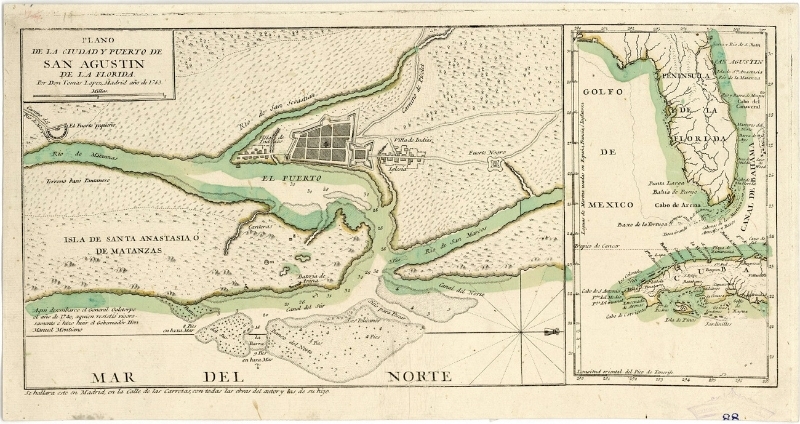 Mapa del antiguo Fuerte Mosé, en Florida.