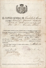 Licencia absolta del soldado de reemplazo Teodoro Mayo Blázquez, que sirvió en Cuba diez años.