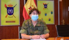 La coronel Frutos durante su intervención