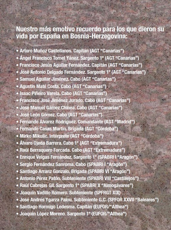 Relación de bajas mortales en la misión de bosnia-Herzegovina