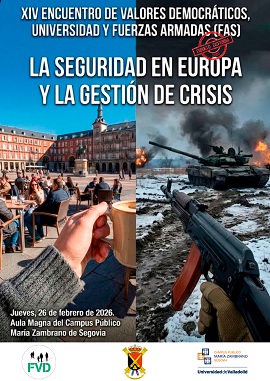 Cartel XIV Encuentro valores democraticos, universidad y FAS